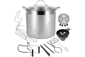 HOMKULA Water Bath Canning Pot with Rack and Lid, Steam Canner with Canning Supplies Starter Kit, 9 Pieces, Stainless Steel, 