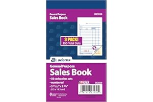 Adams General Purpose Sales Book, Carbonless, 5.63 x 3.34 Inches, White and Canary, 50 Sets per pad, 3 Pack (DC3530)