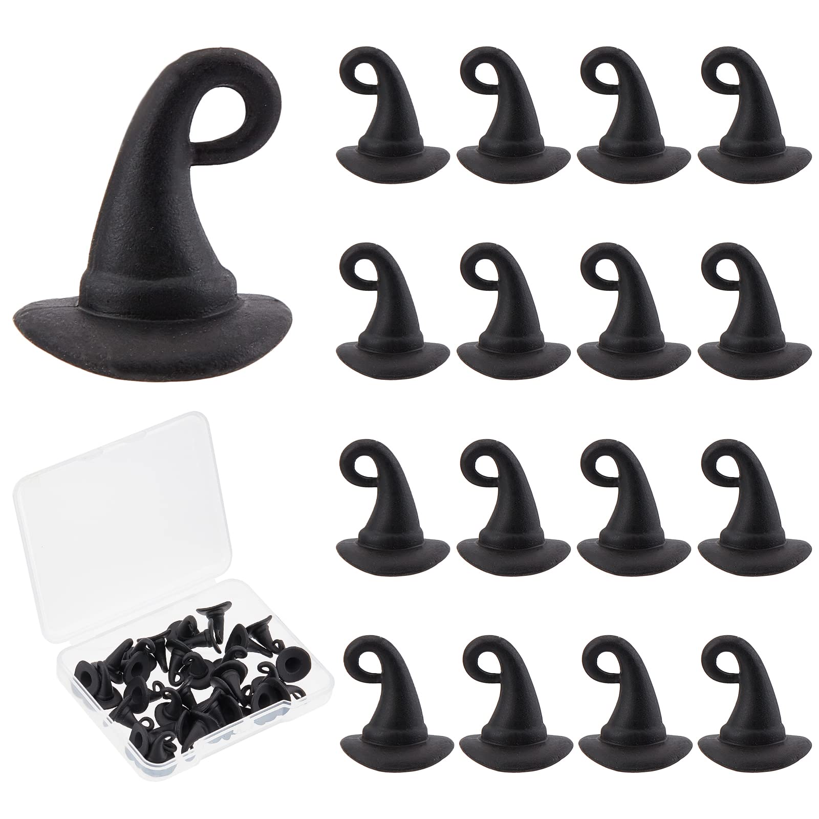Beebeecraft 1 Box 30Pcs Wizard Hat Charms Alloy 3D Magic Hat Charms Pendants Halloween Christmas Theme Jewelry Making Findings for DIY Earrings Bracelets Necklace