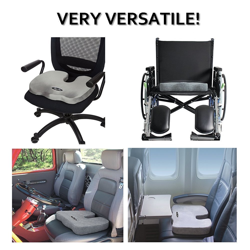 Car Seat Cushion - Coccyx Orthopedic Comfort Memory Foam for Back Pain and Sciatica Relief - Perfect for Office Chair 100% Memory Foam Guaranteed(Gray)