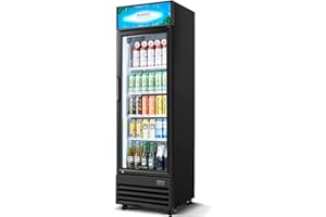 BODEGACOOLER 9 Cu. Ft Commercial Merchandiser Refrigerator, Black Large Commercial Refrigerator With Glass Door, LED Light/Door Lock,Upright Display Refrigerator For kitchen/Garage/Office.