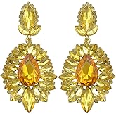 idealway Crystal Rhinestone Dangle Earrings For Women Wedding Jewelry Luxury Chandelier Drop Earring