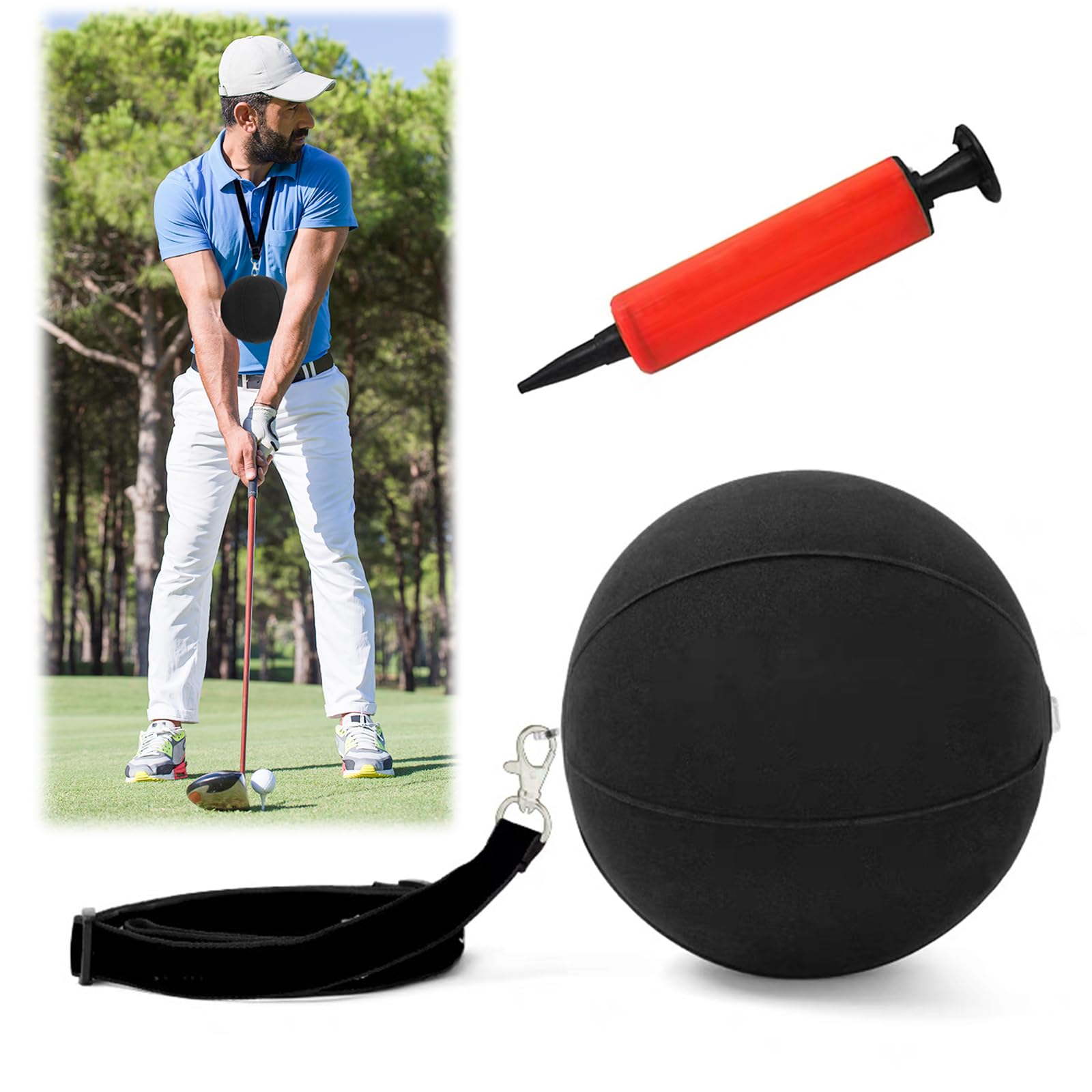 Golgner Golf Smart Ball, Golf Impact Ball with Inflator Pump, Golf Training Aids, Smart Assist Practice Ball, Adjustable Golf Swing Trainer Aid, Golf Gifts for Men for Posture Correction Training