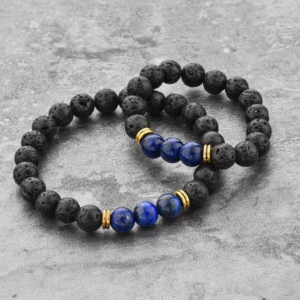 Mystiqs Kids and Adult Matching Lava Rock Beaded Stone Bracelets Essential Oil Diffuser Set for Aromatherapy Ideal for Anti-Stress or Anti-Anxiety