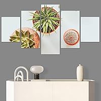 SIGNWIN 5 Panel Canvas Wall Art Succulent Arrangements for Home Decorations Ready to Hang - 60