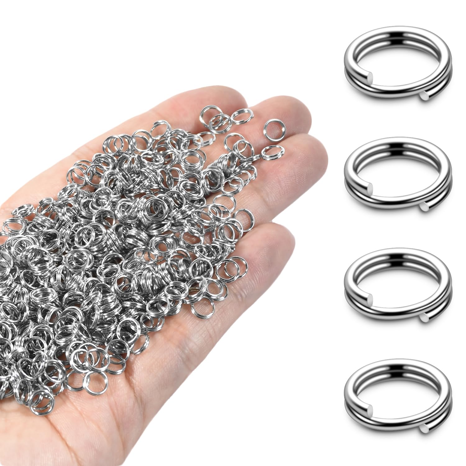 Photo 1 of 6mm 300 PCS Silver Tiny Split Ring for Jewelry Making, Double Loops Split Jump Rings Necklaces Bracelets Earrings Metal Mini Key Rings DIY Craft Hardware