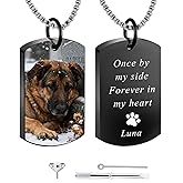 QYH Personalized Pet Urn Cremation Necklace for Ashes – Custom Keepsake Necklace with Photo and Text, Memorial for Dog Loss (Black-UV)