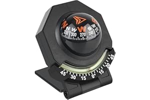 Compass for Car, Foldable 180 Degree High Precision Car Compass Dashboard, Adjustable Portable Multifunctional Digital Compas