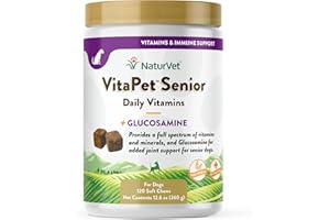 NaturVet VitaPet Senior Daily Vitamin Dog Supplements Plus Glucosamine – Includes Full-Spectrum Vitamins, Minerals – Joint Support for Older, Active Dogs – 120 Ct. Soft Chews
