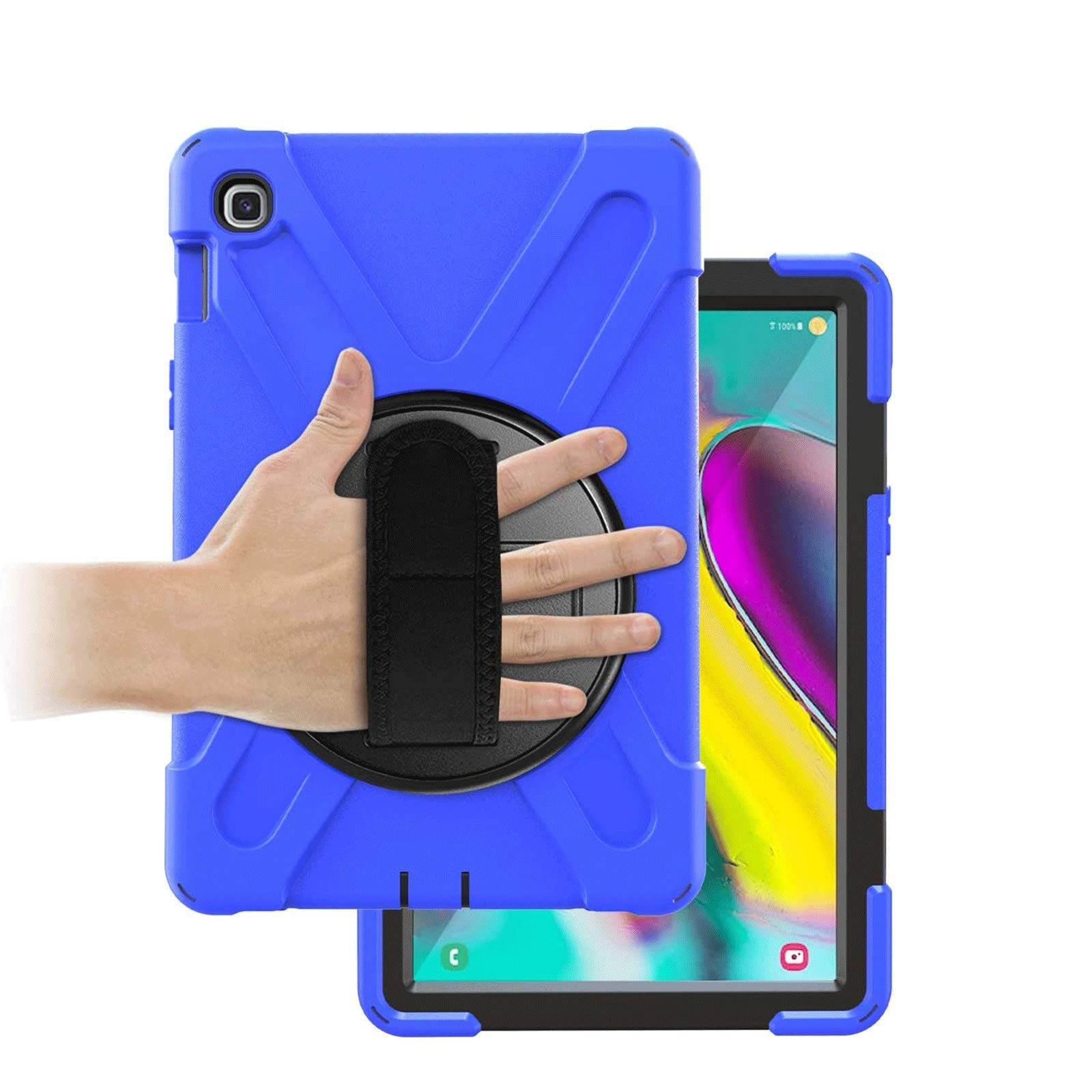 Gerutek for Samsung Galaxy Tab S5e SM-T720/T725 10.5 Inch 2019 Case, Heavy Duty Shockproof Rugged Tough Case with 360 Rotating Stand and Hand/Carry Strap Protective Cover for Galaxy Tab S5e, Blue