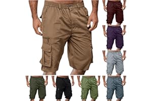 MUECWRYE Cargo Shorts for Men 2024 Elastic Waist Bermuda Shorts Lightweight Casual Outdoor Hiking Shorts with Multi Pockets