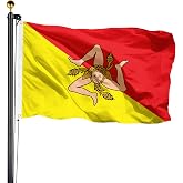 Sicilian Flag 3x5 Ft Italy Sicilian Flags with Brass Grommets for Indoor and Outdoor, Sicilian Flags with Vivid Color for House Indoor Outside Yard Garden Decor
