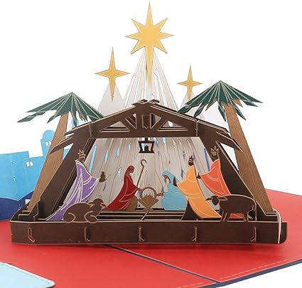 Natale Di Gesu Immagini.Biglietto Di Natale 3d Nascita Di Gesu Biglietto Pop Up Religioso Biglietto Di Auguri Amazon It Cancelleria E Prodotti Per Ufficio