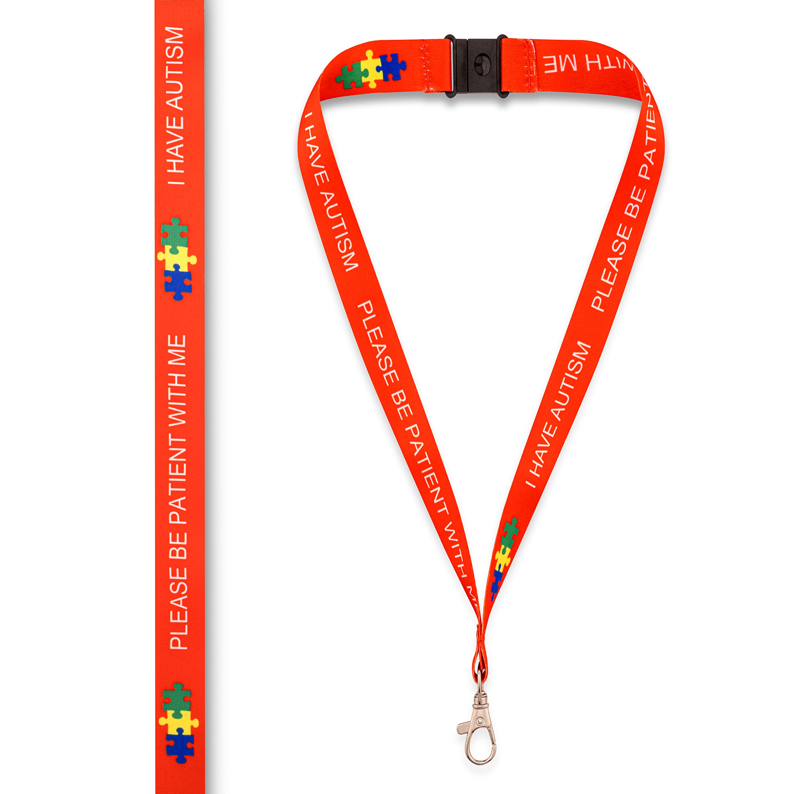 Medical ID Me I Have Autism Lanyard Autism Awareness Lanyards Autistic Travel School Holiday Alert UK (Red - Child's)
