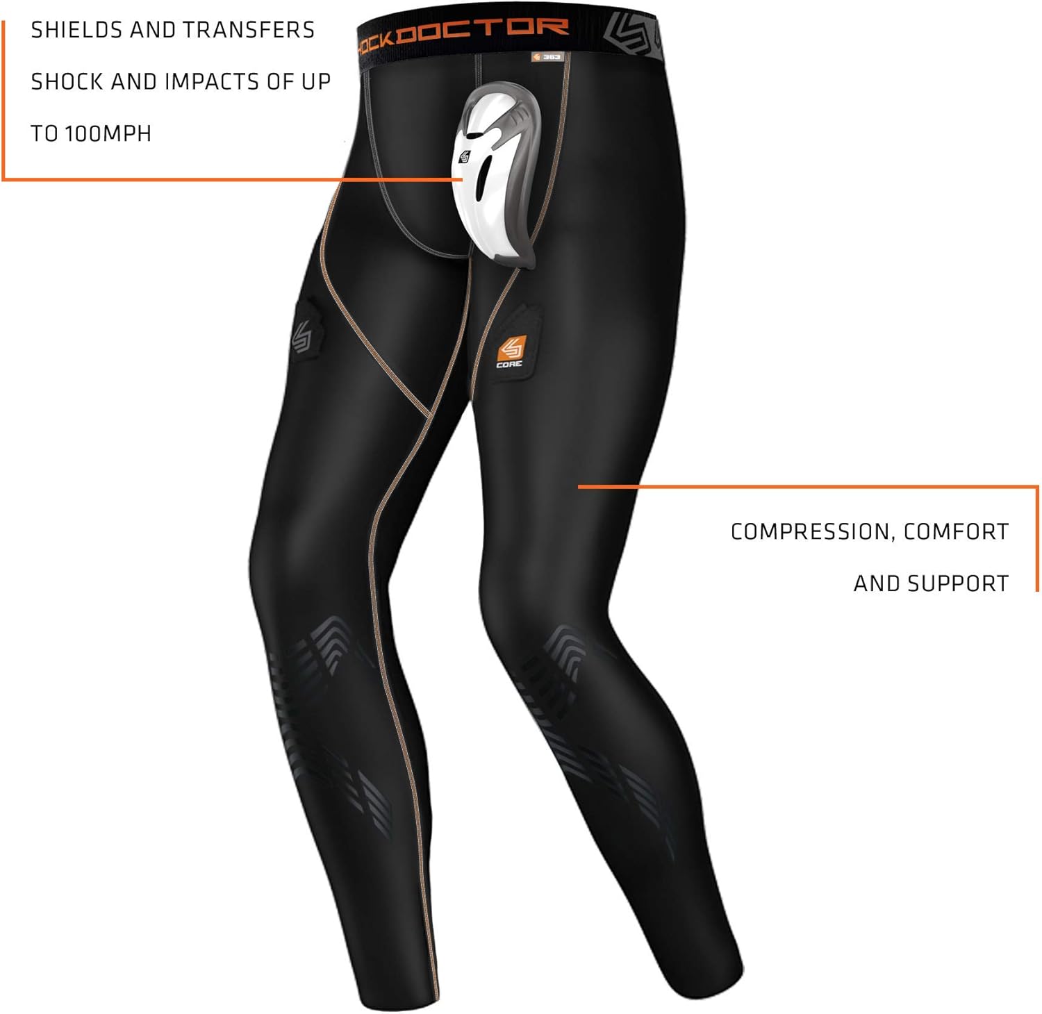 Shock Doctor Compression Hockey Pant w/ Athletic Cup, Hockey Jock, Men's & Boy's : Clothing