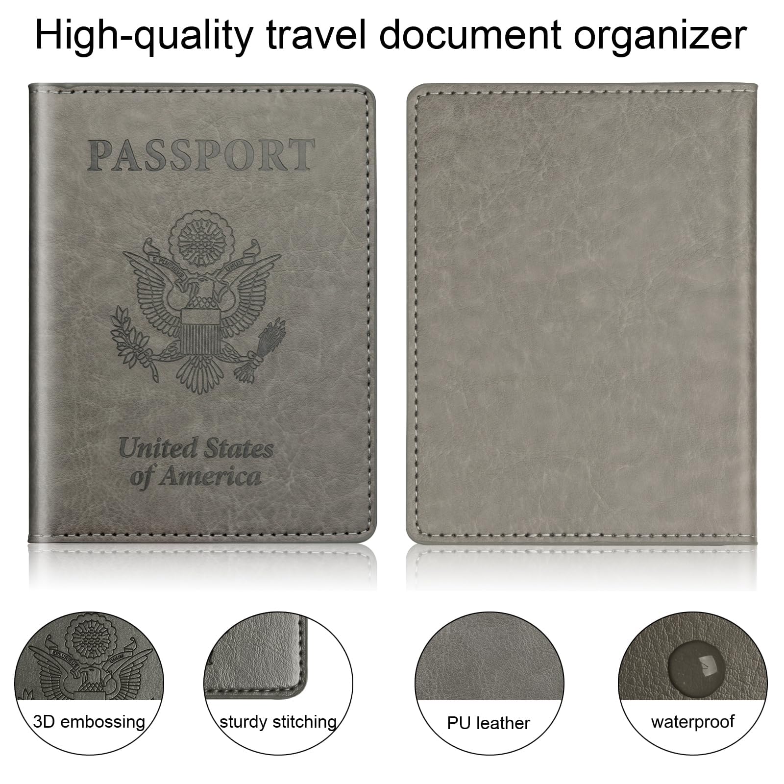 Rose Gold & Gray Passport Holder for Travel, Passport Wallet Cover Case for Family Women Men Cruise Essentials, Travel Must Haves Passports Book Protector