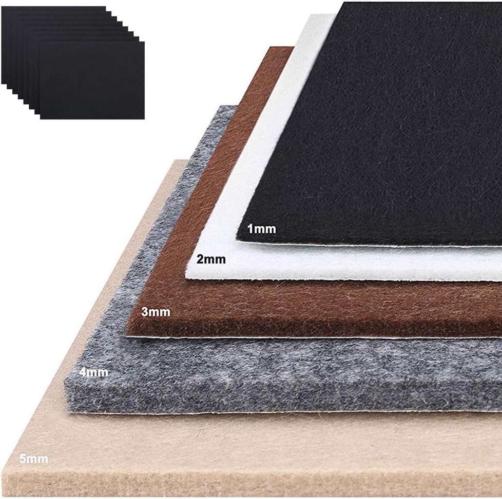 Felt Sheets Adhesive Backed, 8 Pieces 15×20cm, Thickness 1mm-5mm, for Arts Crafts Furniture Pads Multi-Purpose (Black)