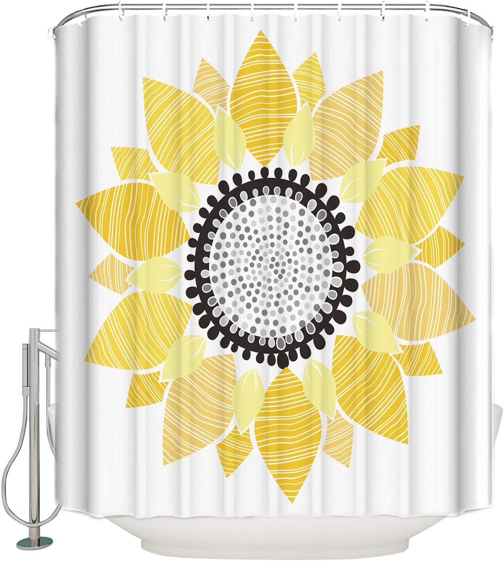 Bedliving Wild Sunflower Shower Curtains Yellow White
