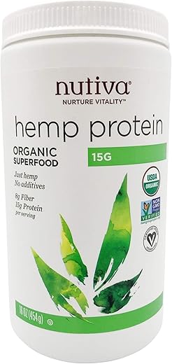海外直送品Nutiva Hemp Protein 50% Organic, 16 OZ