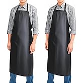 juningxin Waterproof Rubber Vinyl Apron 40 Inch Heavy Duty Adjustable Bib for Men Women Kitchen Cooking Lab Dishwashing Black