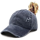 ProMindFun Womens Pony Hat High Ponytail Baseball Cap Girls Messy Bun Caps Camouflage Trucker Bad Hair Day Adjustable Dad Hat