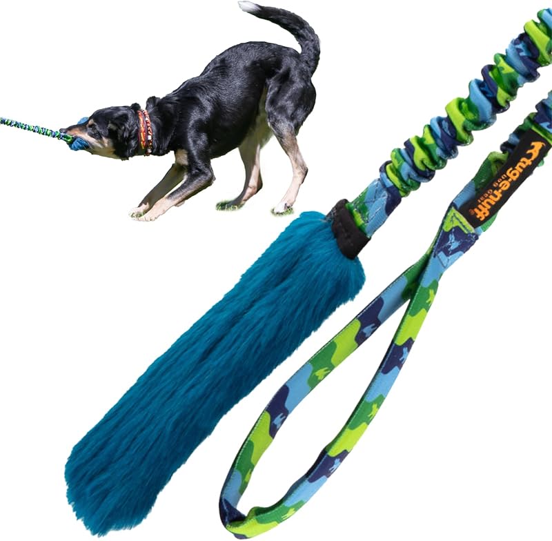 Tug-E-Nuff Bright Fauxtastic Durable Bungee Tug Toy for Dogs 22.5in
