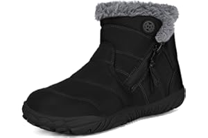 SISTTKE Girls Boys Barefoot Boots Shoes Minimalist Winter Snow Boots Wide Width Waterproof Ankle Booties Cold Weather Outdoor Shoes with Zero Drop Sole (Little Kid/Big Kid)