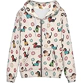 Allcute Zip Up Hoodies for Women Casual Loose Fit Aesthetic Animal Print Hoodie Ladies Zipper Sweatshirts