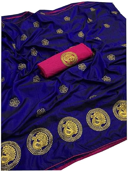 Women's Chanderi Cotton Saree With Blouse Piece