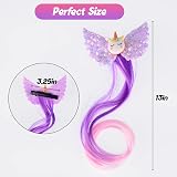 Little World 6pc Curly Hair Extensions Clip-in Kids Rainbow Unicorn Bow Girls view 2