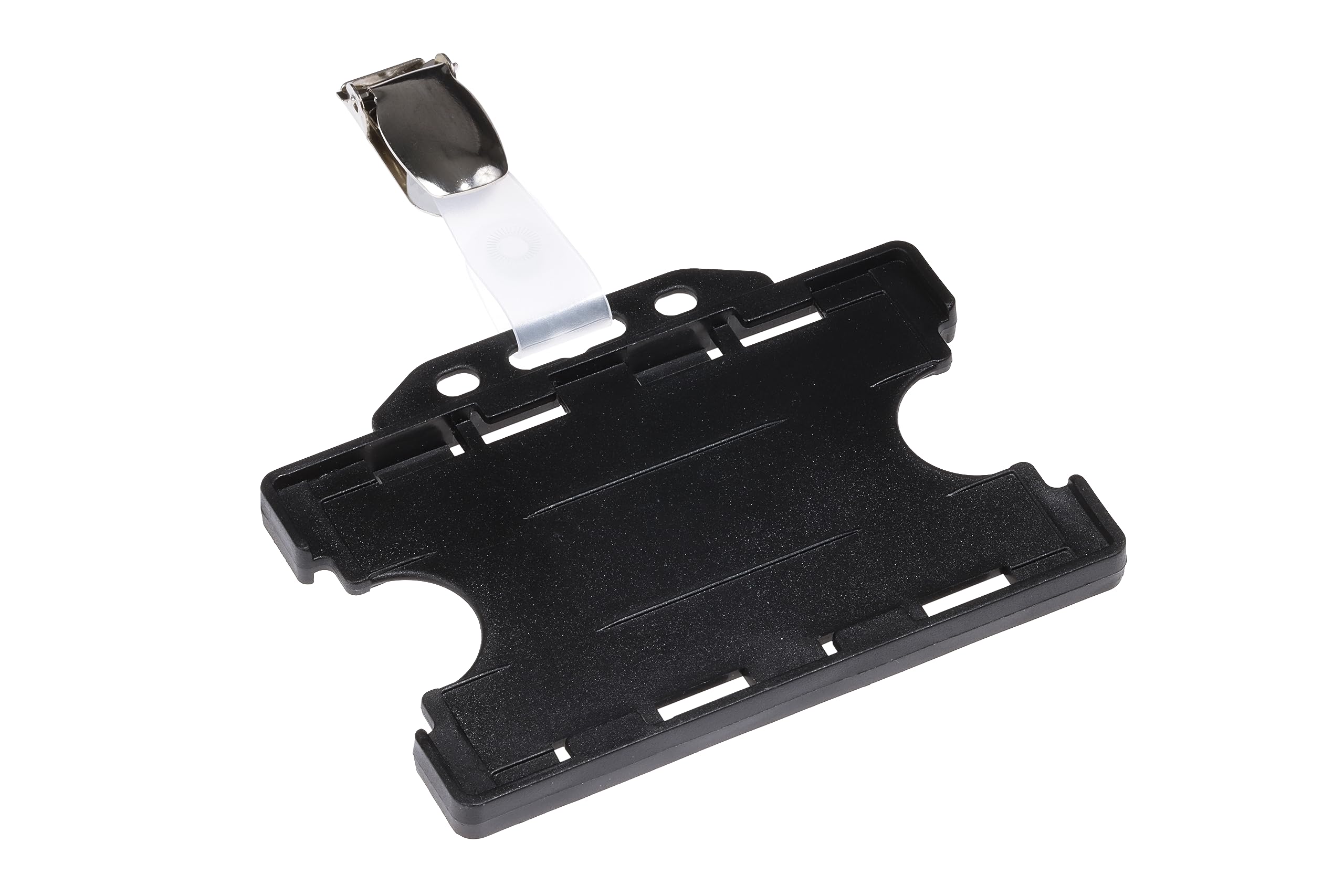 EUROPEL Badge Holder Hard Plastic for 2 Cards Including Plastic Clip (Pack of 24) | Horizontal Badge Holder for School, Colleges, Offices & Corporate Event| Black 54 x 85 mm, 121285