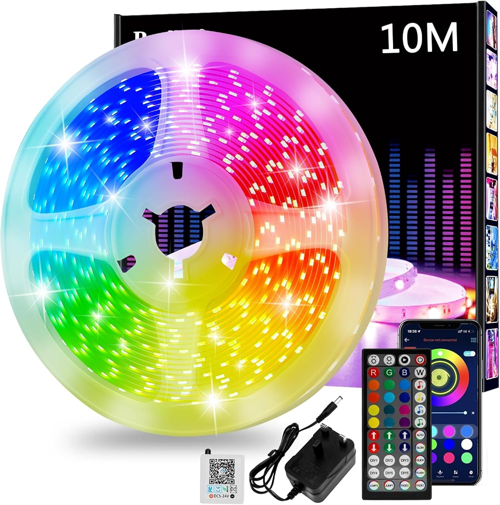 Realky 10m LED Strip Light RGB Cuttable App Control Music Sync Remote