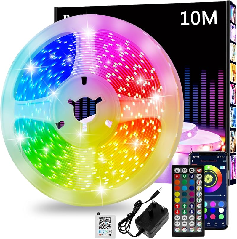 Realky 10m LED Strip Light RGB Cuttable App Control Music Sync Remote