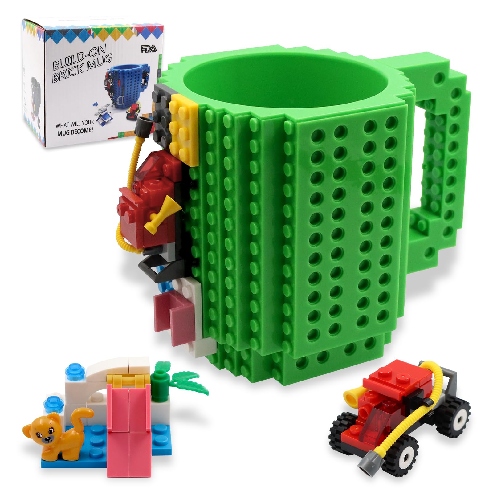 HUISHENG Brick Mug Sets, Coffee Cup, Valentines Easter Fathers Day Birthday Present Christmas Santa Gifts for Men Dad Him Adult Teacher Friend