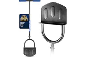 Hermsche Hand Edger Lawn Tool, Sharp Half Moon Manual Grass Edger Tool with Soft T-Grip Handle for Garden, Yard, Sidewalk, Landscape, 38″