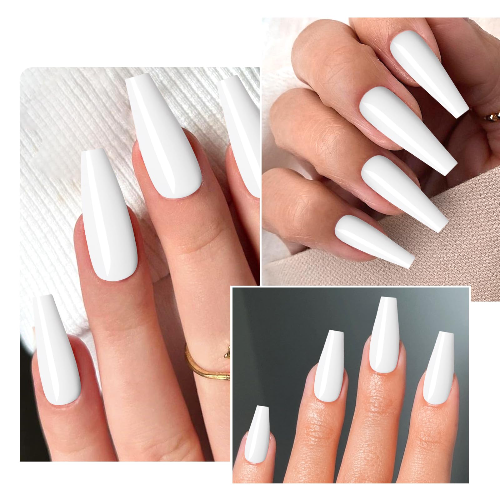 Lifextol 120PC White Coffin Press on Nails Long Fake Nails Press ons with Glue Nail Adhesive Tabs, 12 Sizes Long Acrylic Nails Press on Nails Coffin White Stick Nails Tips Artificial Fingernails - Image 5