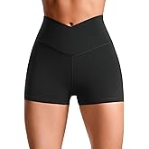 CRZ YOGA Womens Butterluxe Crossover Biker Shorts 3 Inches - Criss Cross High Waisted Workout Yoga Buttery Soft