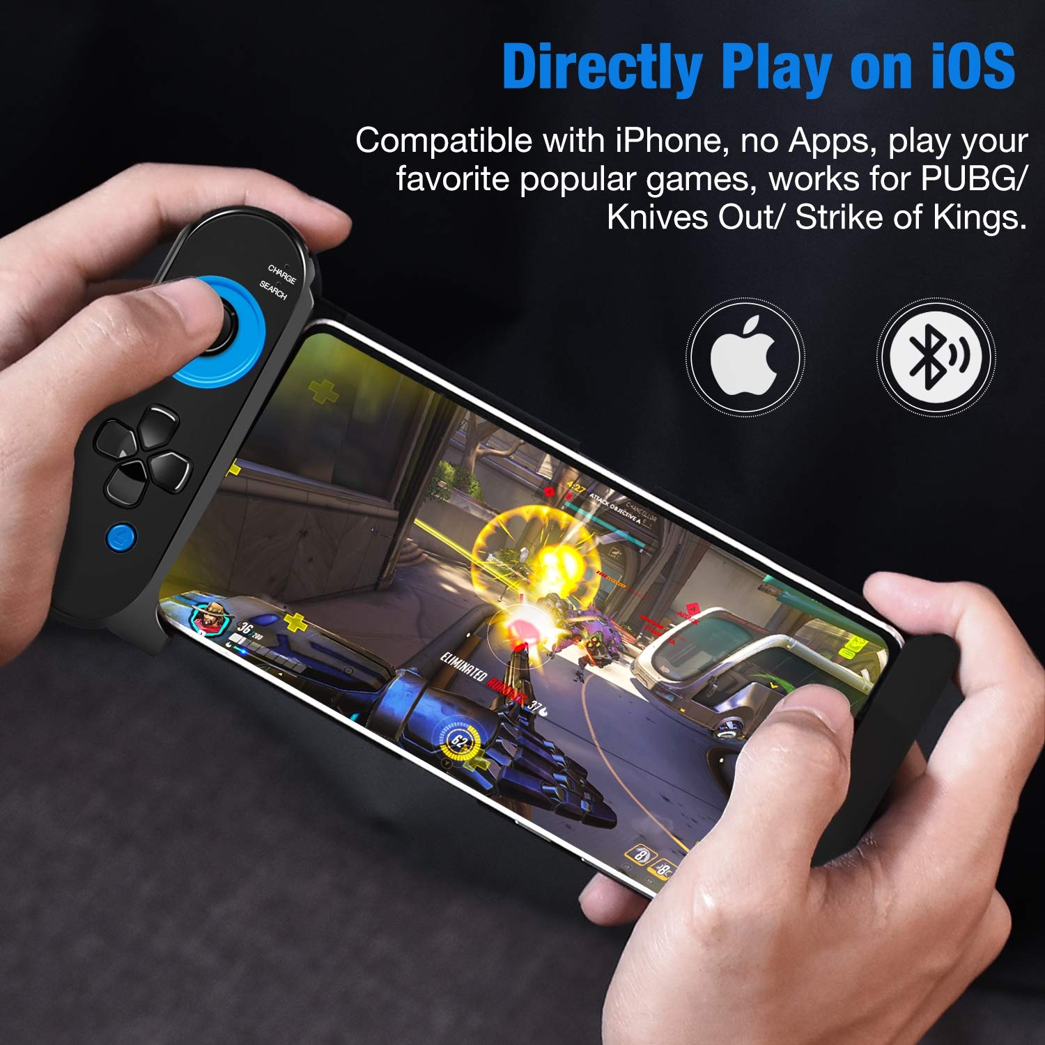 Controller for iOS, BEBONCOOL Wireless Controller for iPhone with triggers,  Gamepad for PUBG Remote Single Hand Controller with Triggers for iOS  Support Keymapping - Buy Online - 128830775