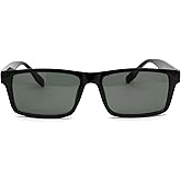 Tempered Glass Lens Classic Narrow Rectangular Mens Plastic Sunglasses