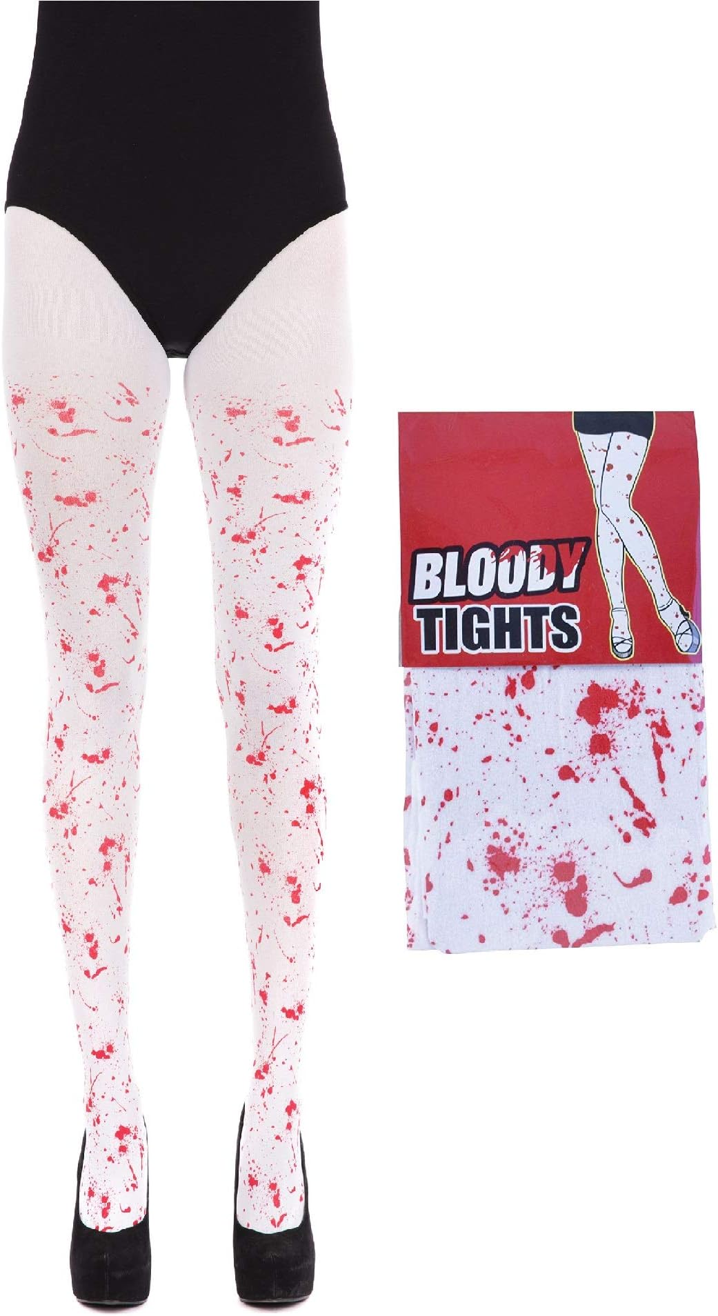 White Ladies Tights Zombie Bloody With Blood Stain Halloween Fancy Dress by Ghurazi Trade Limited
