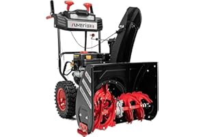 AMERISUN 24-Inch Gas Snow Blower with 212cc 4-Cycle OHV Engine, Recoil Start, 40Ft Snow Throwing for Decks, Driveways, and Sidewalks