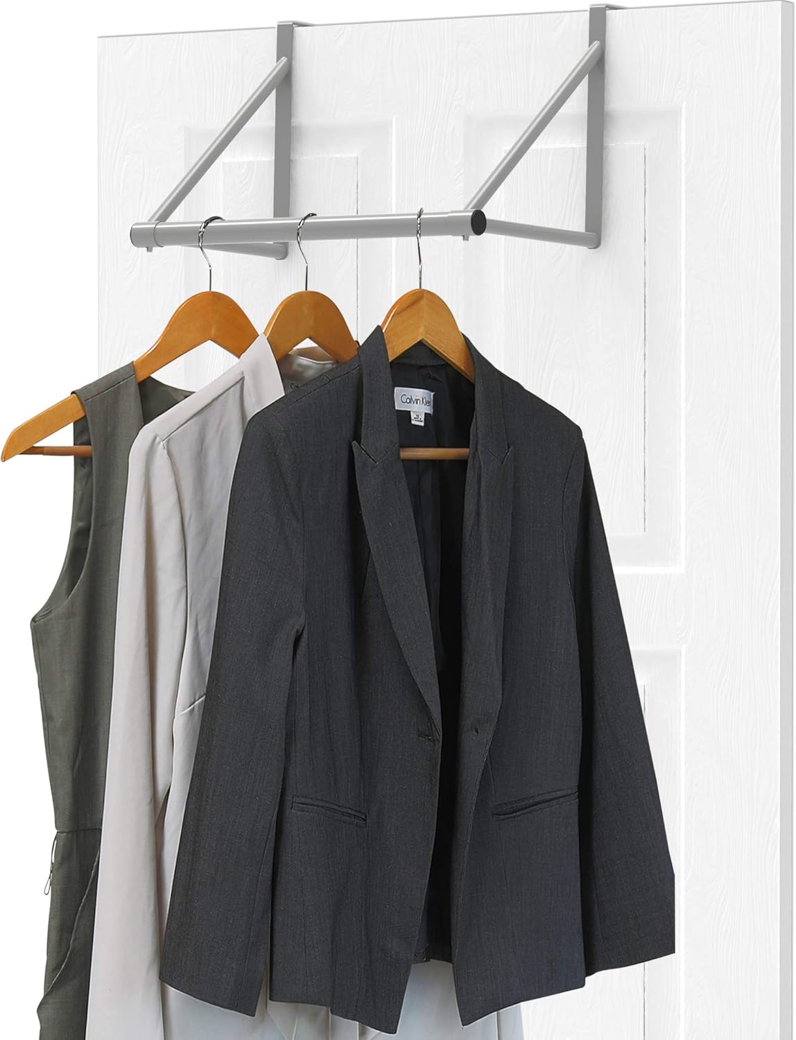 Simple Houseware Over The Door Clothes Hanging Rod, Silver: Home & Kitchen