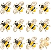 CHGCRAFT 12 Pcs Rhinestone Bee Brooches Pins Honeybee Brooch Pin Lapel Pins for Suit Shirt Collar Backpack Clothes Decorations Party Anniversary Accessories Gifts, Light Gold