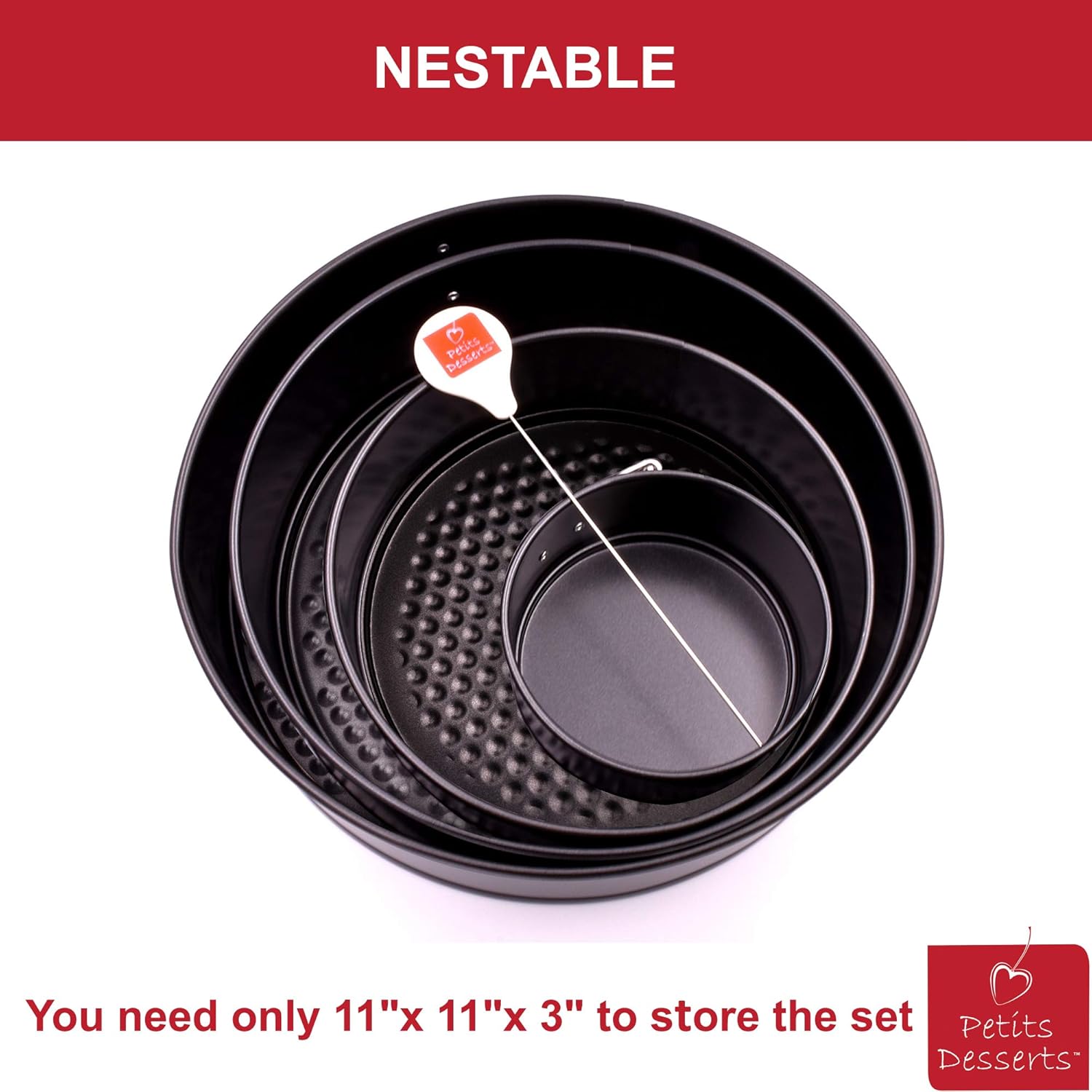 Springform Pan Set of 4: 4 7 9 and 10 inch | Cheesecake Pan | Nonstick Leakproof Cake Baking Pans | 1-4 Tier Wedding Cakes | CAKE TESTER included | Instant Pot Compatible Spring Form Cake Baking Pans: Kitchen & Dining