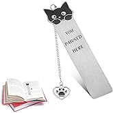 Tyqour Cat Bookmark Stainless Steel Cute Bookmarks for Women Book Marks for Reading Women Bookish Funny Animals Metal Book Markers with Heart Pendent Cat Lovers Gifts