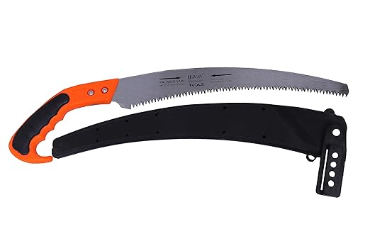 Jon Bhandari Tools Hardened Steel Blades Pruning Saw Curved 330 mm Gardening Tool with Cover