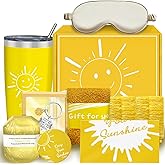 Gift Basket for Women,Yellow Sunshine Cheer Up Box, 9pc Thoughtful Birthday or Get Well Gifts for Her, Sister, Friend