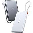 TORRAS Power Bank with Built-in USB-C Cable, Ultra-Slim 10,000mAh Portable Charger USB C, 22.5W Fast Charging Battery Pack for iPhone 16/15/Samsung S24 Ultra/Android, Glacier Grey (No-Wireless)