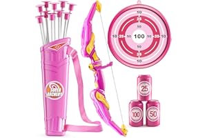 NIPLOOOW Kids Bow and Arrow Set, LED Light Up Archery Toy Set with 10 Suction Cup Arrows,Target & Arrow Quiver, Bow and Arrow