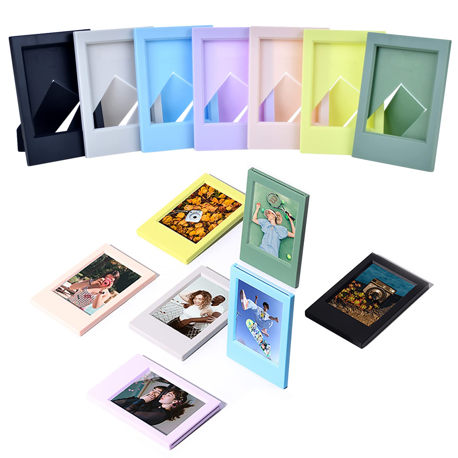 MUZIRI KINOKOO Mini EVO Film 2x3 Photo Frames (7 Pack), Colorful Film Frame Set Compatible for Instax Mini 12/Liplay/11/41/40/99/90/25/9/8/7+ 3-inch Photos, Cards or Tickerts - 7 Color